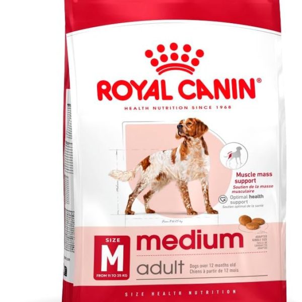 Royal Canin Medium Adult Dry Dog Food – Tailored nutrition for medium breed adult dogs, supporting immunity, digestion, and skin and coat health.