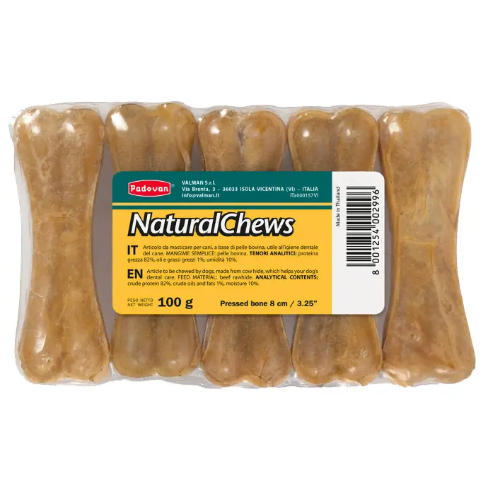 Padovan Natural 8cm Pressed Chew Bone Dog Treats (5 Pieces) 100 gr