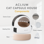 Aclium Black & White Capsule Shaped Cat & Small Dog Bed (37.1x36.5x30cm)
