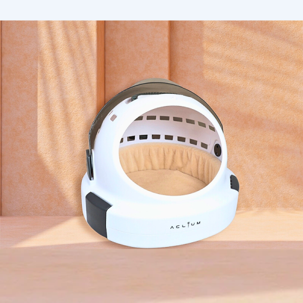 Aclium Black & White Capsule Shaped Cat & Small Dog Bed (37.1x36.5x30cm)