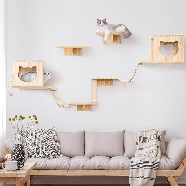 Pawzee Wooden Cat Wall Shelves P2 – cat house, cat condo, climbing shelves for indoor cats