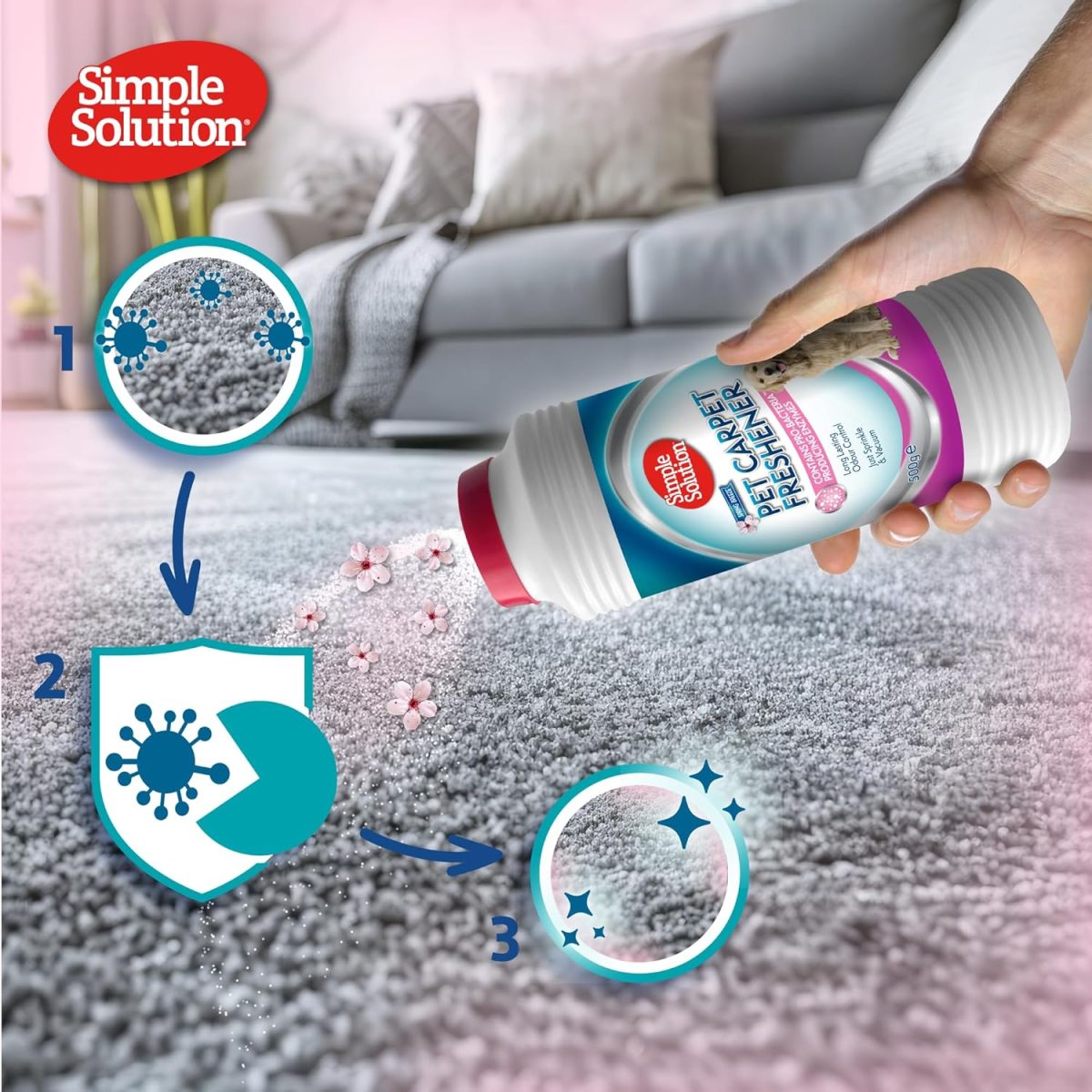 Simple Solution Pet Carpet Freshener Spring Breeze 500g to neutralize pet odors and freshen carpets