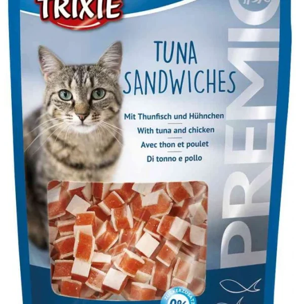Trixie Premio Tuna Sandwiches Cat Treats 50g – Resealable Bag with Sandwich-Shaped Treats