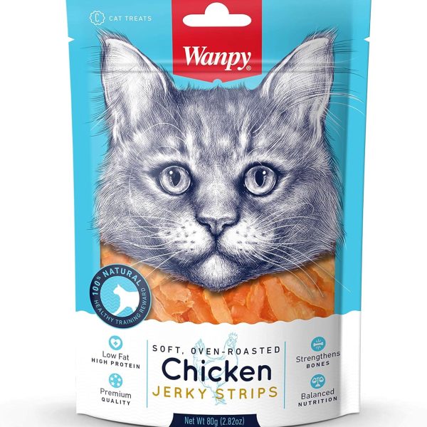 Wanpy Chicken Jerky Cat Treats 80g – Grain-Free High Protein this for dog actually
