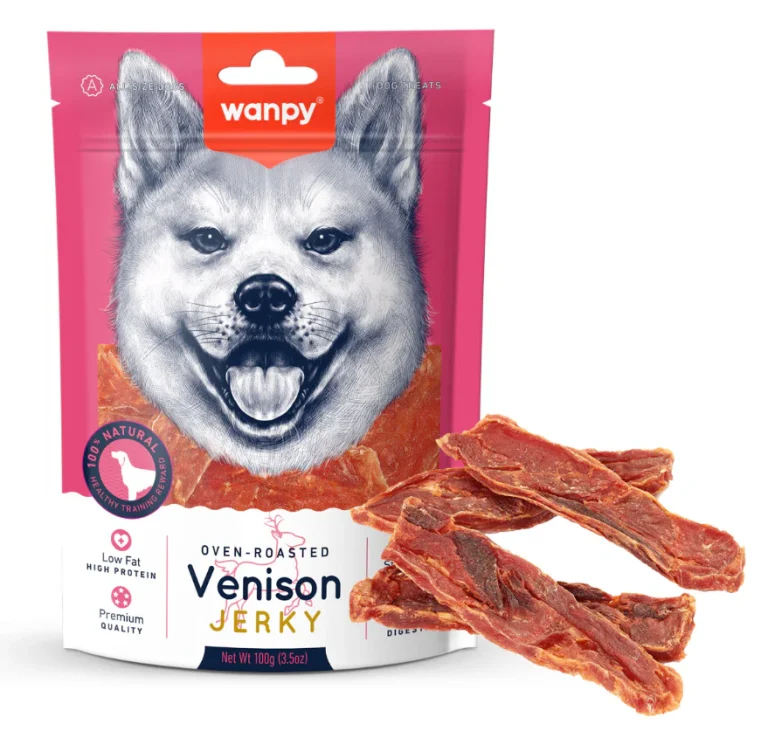 Wanpy Dry Venison Jerky Dog Treats 100g – Grain-Free, Hypoallergenic, High-Protein Snacks for Dogs
