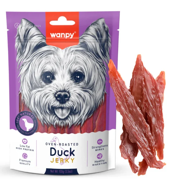Wanpy Duck Jerky Dog Treats 100g – Soft, Grain-Free, Natural High-Protein Treats
