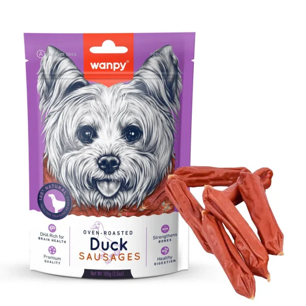 Wanpy Duck Sausages Dog Treats 100g – Soft, Grain-Free, Natural Duck Treats