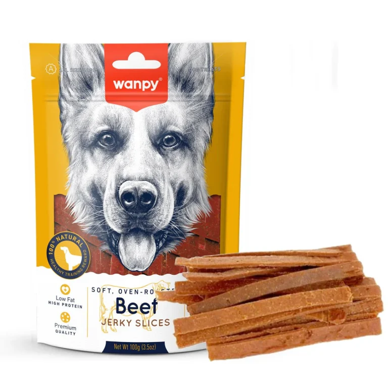 Wanpy Soft Beef Jerky Slices Dog Treats – 100g | Natural, Grain-Free, Protein-Rich