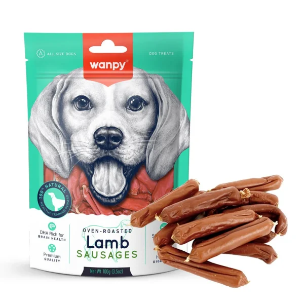 Wanpy Lamb Sausages Dog Treats 100g – Grain-Free, Natural, High Protein