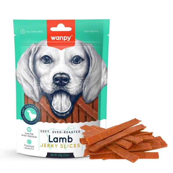 Wanpy Soft Lamb Jerky Slices – 100g Natural Dog Treats