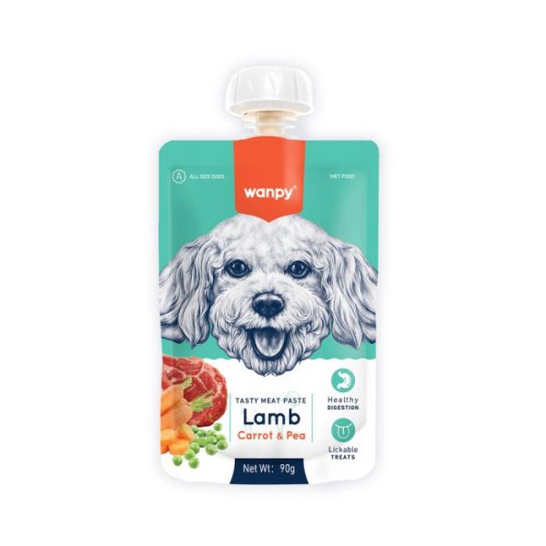 Wanpy Tasty Lamb Meat Paste Dog Treat with Carrot and Pea – 90g Tube – Soft, Healthy & High Protein