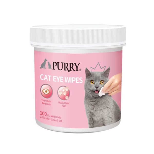 Purry Eye Wipes for Cats 100ct Tear Stain Remover & Eye Care