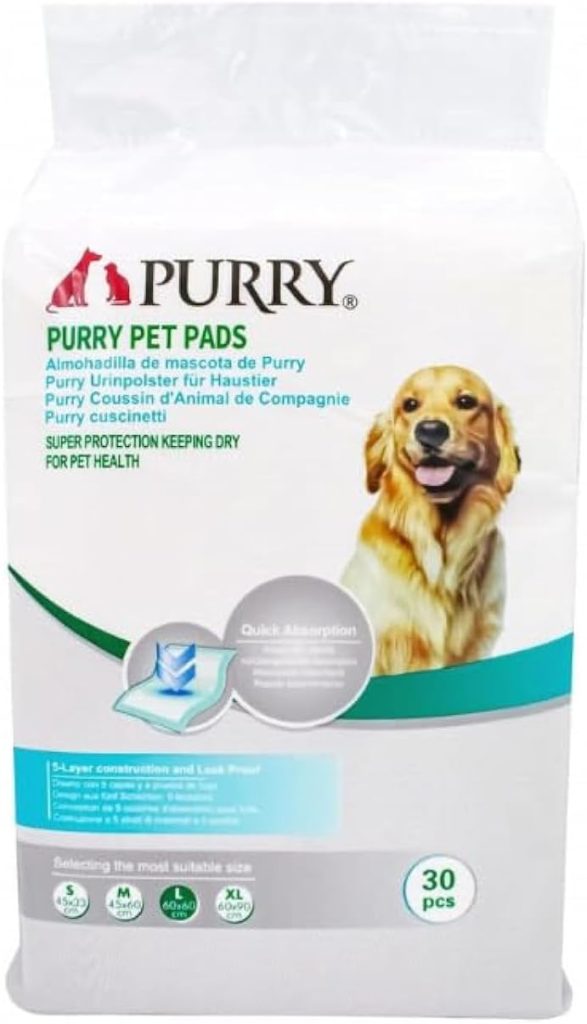 Purry Pet Training Pads 60x60cm Leakproof 5 Layer Pack of 30