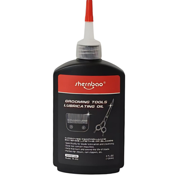 Shernbao Lubrication Oil 120ml – Premium maintenance oil for grooming tools, ensuring smooth operation and extended tool life.
