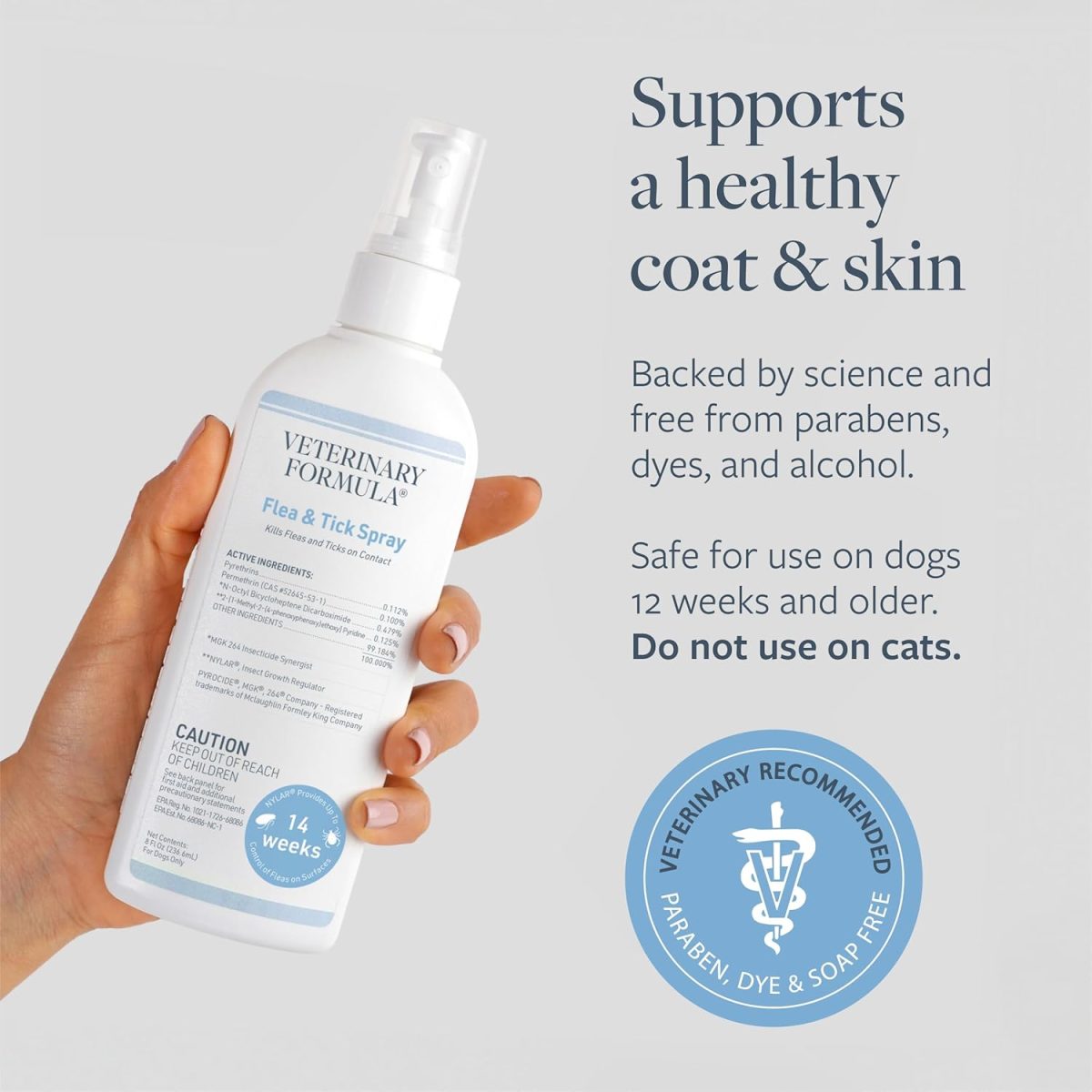 Synergy Labs Veterinary Formula Flea & Tick Spray 237ml – Long-Lasting Protection for Dogs
