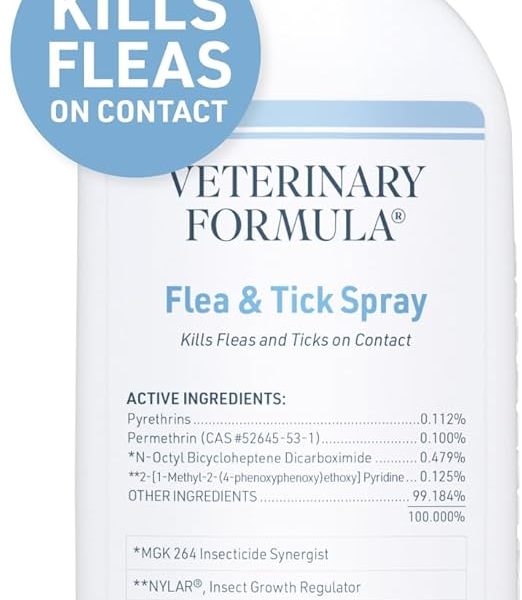Synergy Labs Veterinary Formula Flea & Tick Spray 237ml – Long-Lasting Protection for Dogs