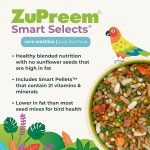 ZuPreem Smart Selects Parrots & Conures 4lb – Premium Bird Food