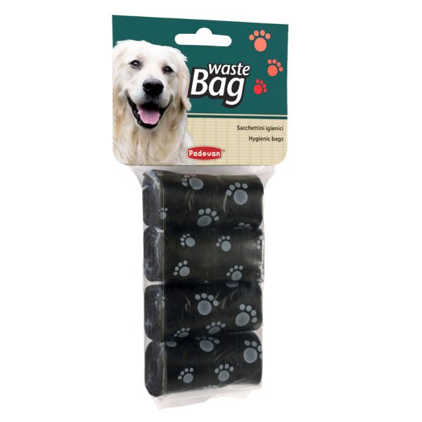 Padovan Waste Bag Black 4-Roll | Durable Dog Waste Bags