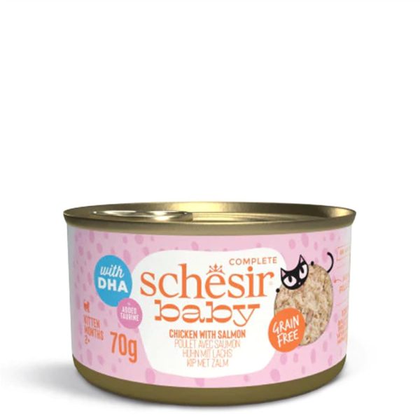 Schesir Baby Kitten Wholefood Chicken With Salmon 70g - Premium wet food for kittens