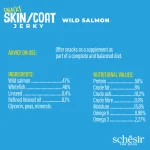 Schesir Grain-Free Dog Snacks Skin & Coat Jerky 115g - Salmon, all-natural dog treat for healthy skin and coat.