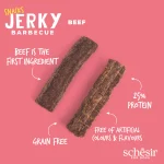 Schesir Grain-Free Dog Snacks Jerky 145g – BBQ Beef flavor natural grain-free dog treats in resealable pack.
