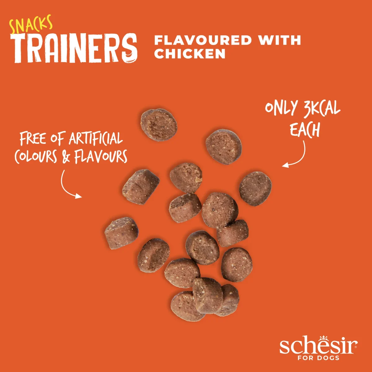 Schesir Dog Snacks Trainers Soft & Chewy 283g - Chicken, grain-free, natural dog training treats.