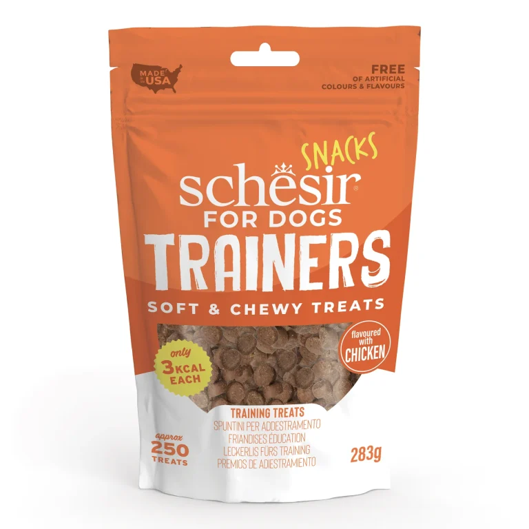 Schesir Dog Snacks Trainers Soft & Chewy 283g - Chicken, grain-free, natural dog training treats.
