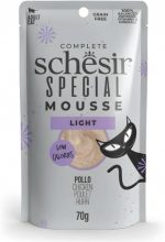 Schesir Special Mousse Light Cat Food – Chicken 70g, low-calorie natural mousse for cats needing weight management.