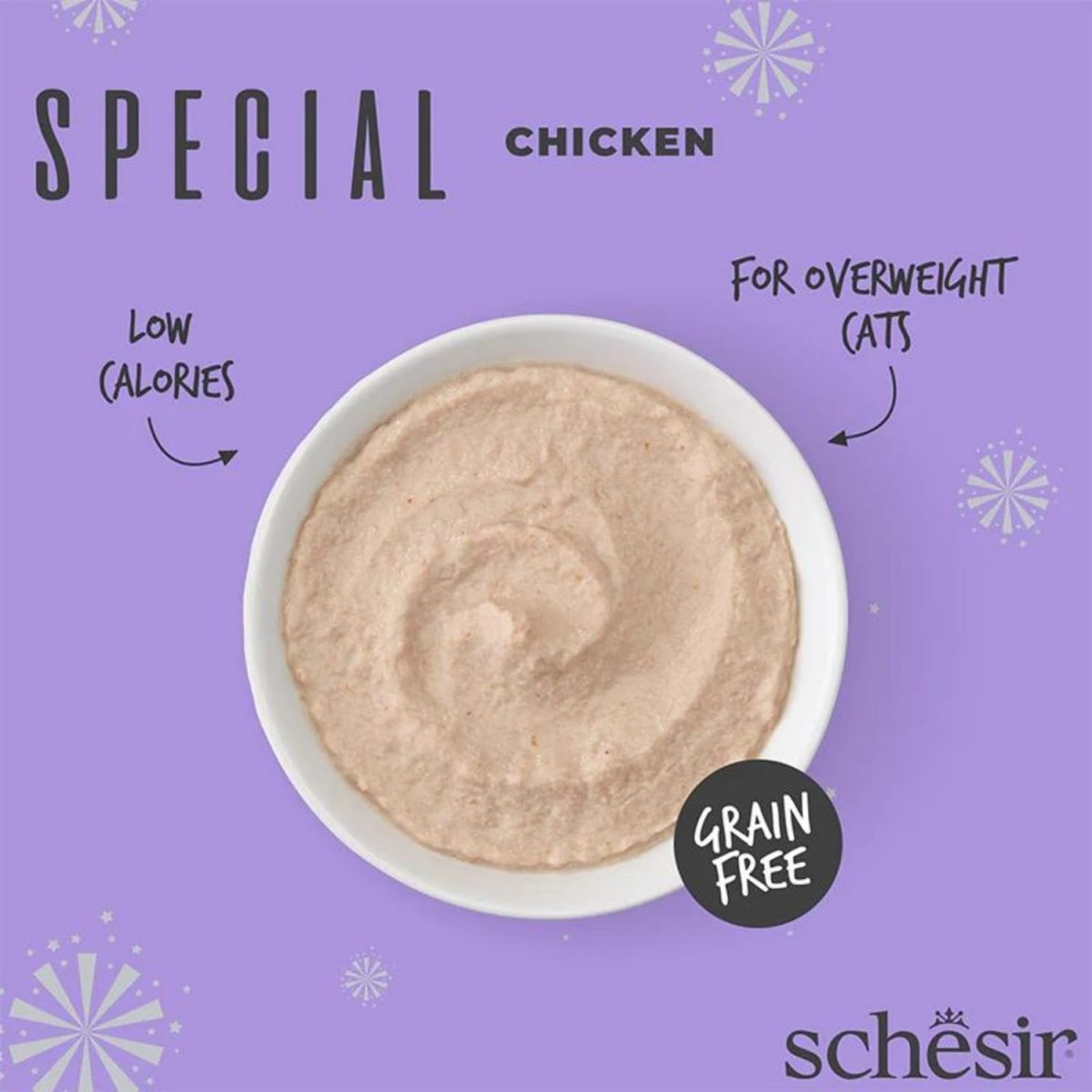 Schesir Special Mousse Light Cat Food – Chicken 70g, low-calorie natural mousse for cats needing weight management.