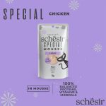 Schesir Special Mousse Light Cat Food – Chicken 70g, low-calorie natural mousse for cats needing weight management.
