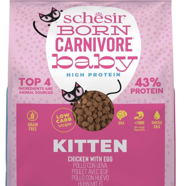 Schesir Born Carnivore Grain Free Kitten Dry Cat Food Chicken & Egg 1.25kg