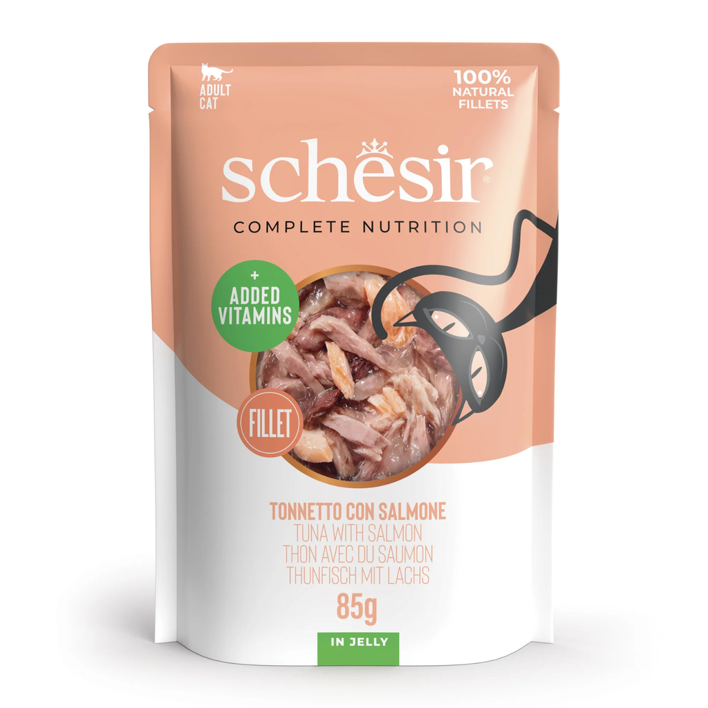 8005852171139-1 Schesir Wet Food with Tuna & Salmon in Jelly for Adult Cats 85 gr