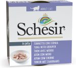 Schesir Cat Wet Food Tuna with Grouper 85g pouch, natural wet cat food with high protein and omega fatty acids.