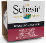 Schesir Cat Wet Food Tuna with Dentex 85g pouch, natural wet food with high protein and omega fatty acids for cats.