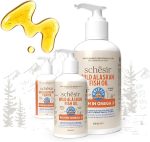 Schesir Grizzly Wild Alaskan Fish Oil Omega Plus 250ml, natural Omega-3 supplement for dogs and cats.