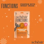 Schesir Functions Cat Pouch Digestive Topper Pumpkin With Wheat Grass 40g natural fiber support for cat digestion.