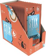 Schesir Stix Cat Treats Salmon Cream 6x15g – creamy natural salmon treats in convenient sachets for cats.