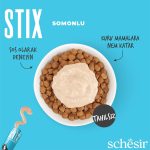 Schesir Stix Cat Treats Salmon Cream 6x15g – creamy natural salmon treats in convenient sachets for cats.
