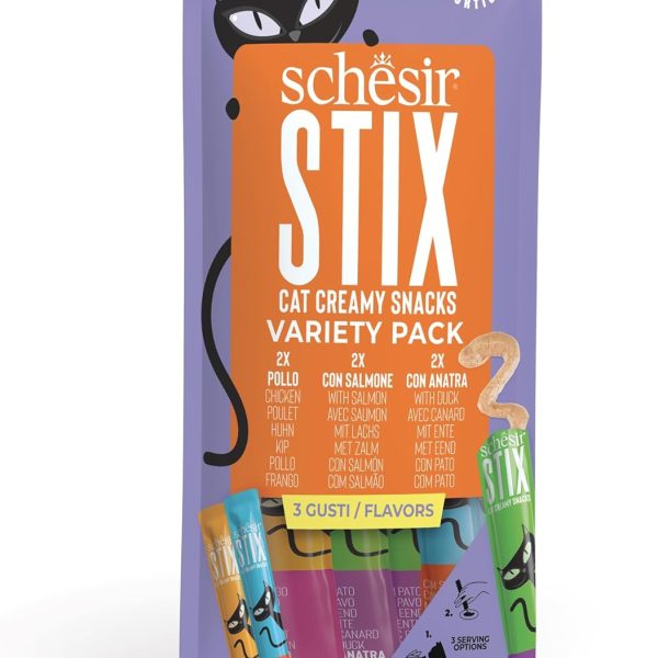 Schesir Stix Cat Treats Variety Pack 6x15g – Chicken, Duck & Salmon