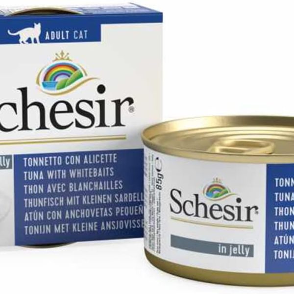 Schesir Cat Jelly Tuna with Whitebaits 85g wet food can