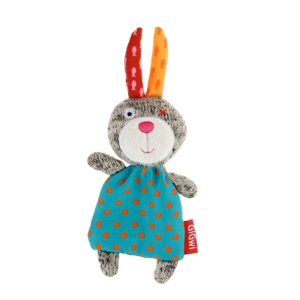 Refillable Catnip Rabbit toy with 3 catnip teabags in ziplock bag