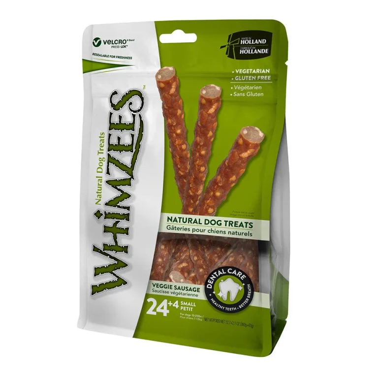 Veggie Sausage Dog Treats 24+4pcs, plant-based dog snacks, vegetarian treats for dogs