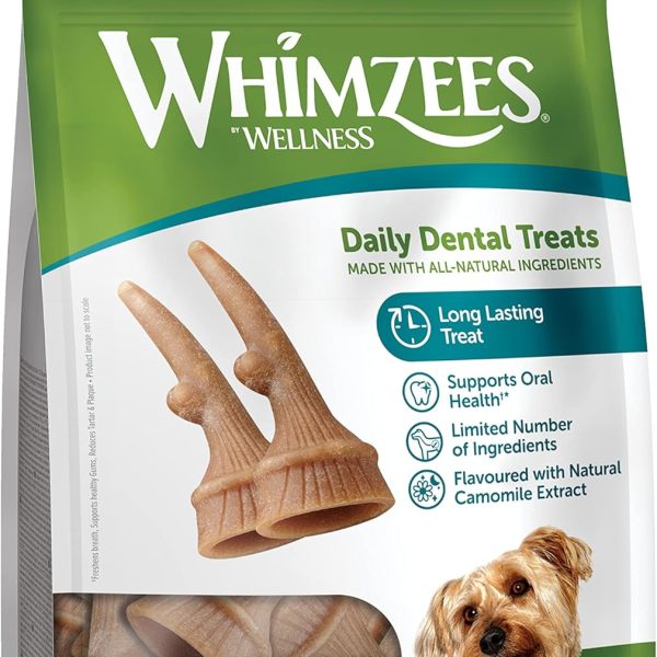 Whimzees Occupy Antler Small Dog Dental Chews – 24pcs pack of natural grain-free chews for dental health