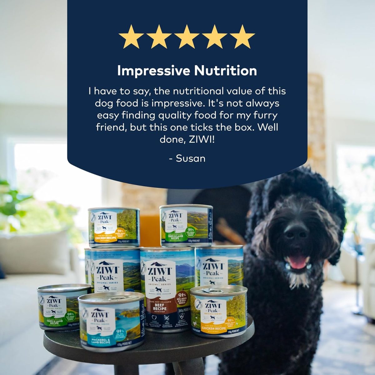 ZIWI Peak Lamb Recipe Wet Dog Food 185g can with fresh lamb and natural ingredients