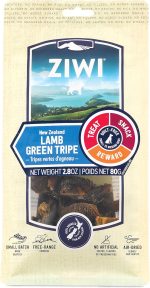 ZIWI Peak Lamb Green Tripe Dog Treats 80g pack showing natural air-dried dog treats