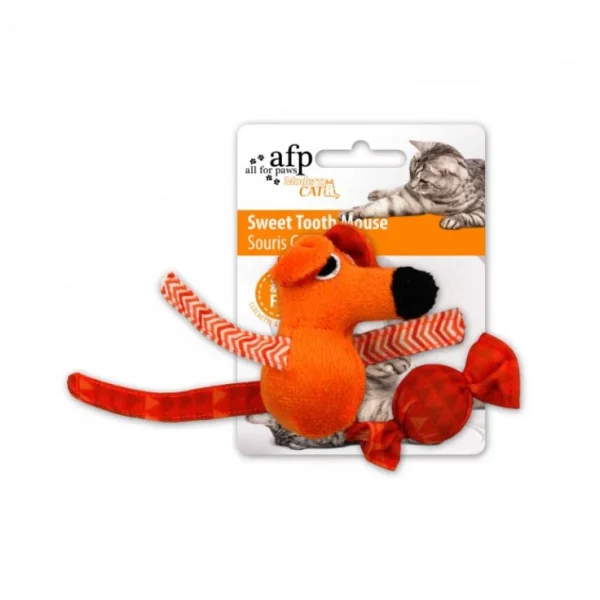 All For Paws Sweet Tooth Mouse - Orange Cat Toy