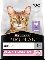 PRO PLAN Delicate Digestion Dry Cat Food with Turkey – 10kg Bag for Sensitive Cats