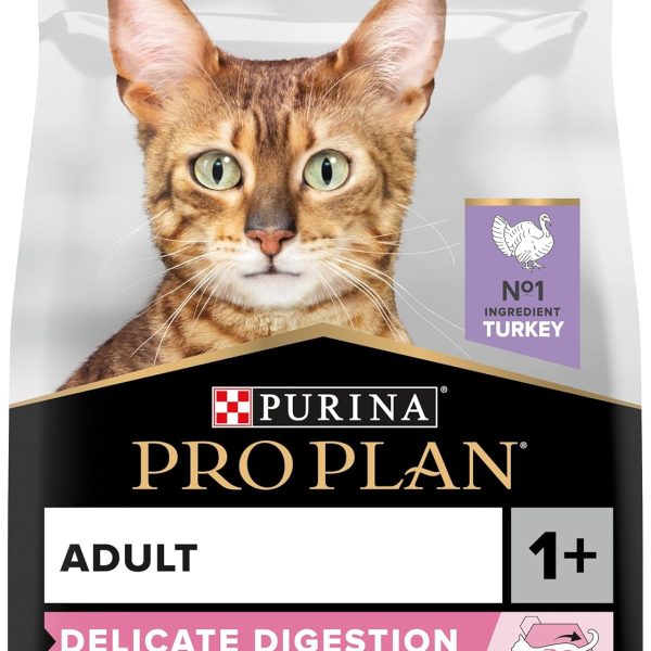 PRO PLAN Delicate Digestion Dry Cat Food with Turkey – 10kg Bag for Sensitive Cats