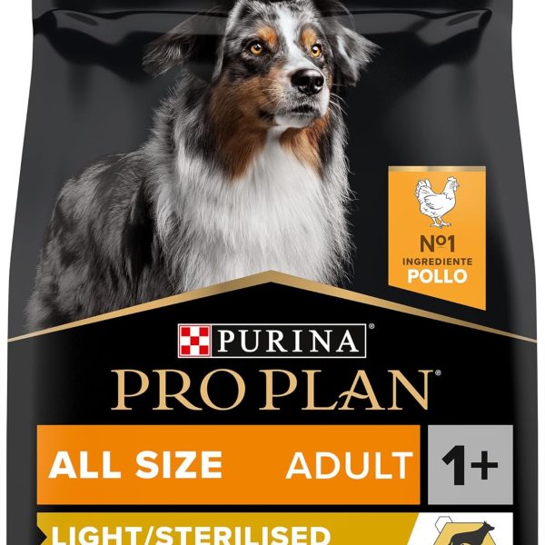 Bag of Pro Plan Light Sterilised Optiweight Chicken Dog Food 3kg