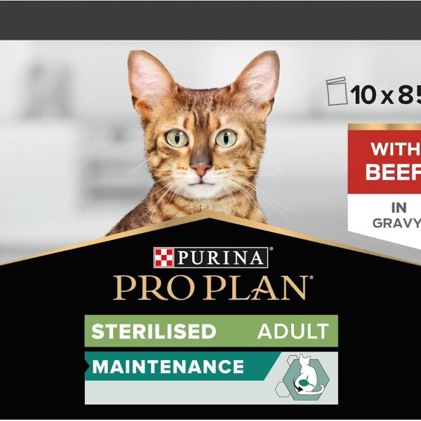PRO PLAN Sterilised Wet Cat Food Beef in Gravy 10×85g Multipack